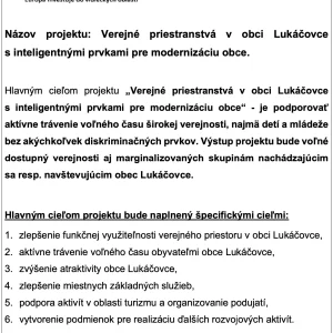 Plagát Verejné priestranstvá v obci Lukáčovce